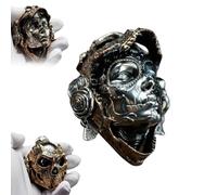 Cráneo mecánico de resina hecho a mano, decoración magnética, máscara gótica de calavera, imanes de refrigerador, arte de esqueleto steampunk para decoración del hogar