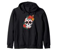 Cráneo Monarca Mariposa Cinco De Mayo Halloween Hombres Mujeres Sudadera con Capucha