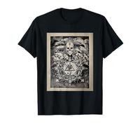 Cráneo Oculto Cuervo Serpiente Sigilo Blanco y Negro Gótico Camiseta