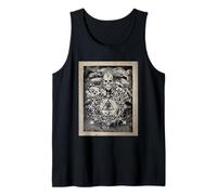Cráneo Oculto Cuervo Serpiente Sigilo Blanco y Negro Gótico Camiseta sin Mangas