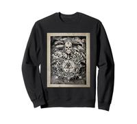 Cráneo Oculto Cuervo Serpiente Sigilo Blanco y Negro Gótico Sudadera