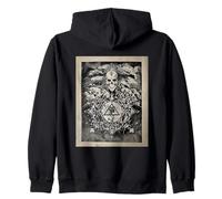 Cráneo Oculto Cuervo Serpiente Sigilo Blanco y Negro Gótico Sudadera con Capucha
