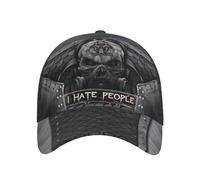 Cráneo Odio A La Gente Esqueleto Segador Gótico Horror Negro Hombre Mujer Gorra-Camionero Ajustable Gorra-Deportiva Clásica Sombrero De Sol para Deportes Ciclismo Golf