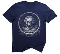 Cráneo Ouroboros Círculo Oculto Gráfico T-Shirt (3XL, Azul Marino)