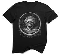 Cráneo Ouroboros Diseño Círculo Oculto Camisa (3XL, Negro)