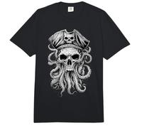 Cráneo Pirata Pulpo Demonio Blackwork Tattoo Flash Comfort Colors Adult Heavyweight T-Shirt