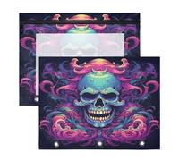 CráNeo PúRpura Despedido Estuches para Lápices Transparentes para Archivador de 3 Anillas(2 Pack)