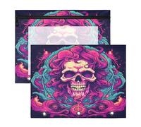 CráNeo PúRpura Estuches para Lápices Transparentes para Archivador de 3 Anillas(2 Pack)