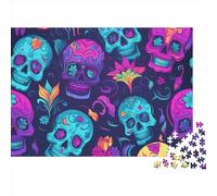 cráneo Rompecabezas Imposible,desafío para Adultos Day of The Dead Entretenimiento Creativo 1000 Piezas Obra De Arte De Juego De para Adultos, Regalos A Partir De 14 Años 1000pcs (75x50cm)