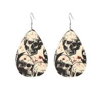 Cráneo Sangriento Pendientes Moda Pendientes De Cuero Ligero Aretes Para Vida Cotidiana Mujeres Viajes