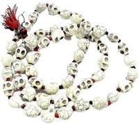 Cráneo tallado Nar Mund Mala, Jaap Mala, diosa Kali Prayer Mala 54+1, cadena blanca Nar Mund Mala, regalo religioso para unisex (adulto), 71 cm (aproximadamente), M, Plástico, Plástico.
