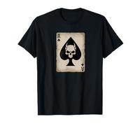 Cráneo y Cuernos del Diablo. as de Picas Jugando a Las Cartas. Camiseta