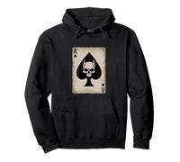 Cráneo y cuernos del diablo. as de picas jugando a las cartas. Sudadera con Capucha
