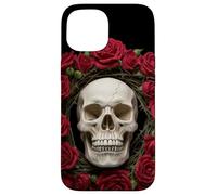 Cráneo Y Rosas Floral Negro Oscuro Gótico Horror Crá Carcasa para iPhone 15