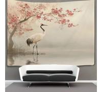 Cranes, A Calm, Mirror-like Surface of Water, And Cherry Blossoms in Full Bloom Decoraciones Tapiz Impresión 3D Manta De Pared Póster Ideal Como Decoración Habitación, Salón Y Dormitorio 70cmx100cm