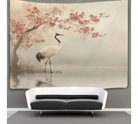 Cranes, A Calm, Mirror-like Surface of Water, And Cherry Blossoms in Full Bloom Decoraciones Tapiz Impresión 3D Manta De Pared Póster Ideal Como Decoración Habitación, Salón Y Dormitorio 180cmx230cm