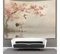 Cranes, A Calm, Mirror-like Surface of Water, And Cherry Blossoms in Full Bloom Tapiz Pared Tapices Estéticos Decoración De Habitación Para,sala Estar,universidad Decoración Del Hogar 100cmx150cm