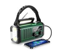 Crank Emergency Radio, 10000mAh Battery - NOAA/AM/FM Weather Radio - LED Flashlight & Reading Lamp - SOS Alarm WELLNGS