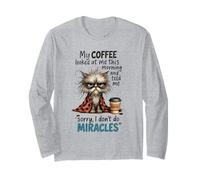 Cranky Cat Coffee No Miracles Humor matutino Manga Larga