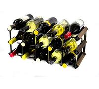 Cranville wine racks Madera Classic 15 Botella de Roble Oscuro Manchado y Metal autoensamblaje Estante del Vino galvanizado