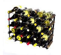 Cranville wine racks Madera Classic 30 Botella (6x4) Roble Oscuro Manchado y Estante del Vino del Metal Negro ya montados