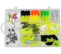 Crappie Magnet Fin Commander Slab Curly 86 Pieces Kit, Great for Pan Fish, Bass and Trout, Includes 32 Slab Curlys, 40 Crappie Magnets, 10 Double Cross Jig Heads and 4 Fin Spin Jig Heads