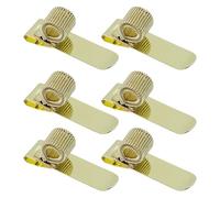 Crapyt Clips de soporte para bolígrafos, portapapeles de resorte ajustable de metal, bucle de resorte único horizontal para cuaderno o carpeta, 6 unidades, dorado