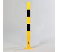 Crash Stop 20-80 Postes de acero galvanizado sin ojales, cuadrados, amarillo/negro, 195 mm de longitud, 120 mm de ancho, 1000 mm de altura
