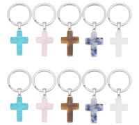 CRASPIRE 1 Caja 10 llaveros Cruzados 5 Colores Mujer Piedras Naturales Colgantes Piedras Preciosas Cristales Anilla Decoración Rosa Blanca Y Azul Coche Bolso Mochila Accesorios Regalo