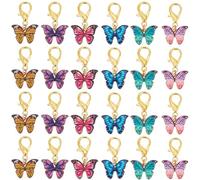 CRASPIRE 1 Caja de 24 Piezas de 6 Colores de Dijes de Mariposa para Zapatos Dijes de Animales para Zapatos Aleación de Oro Al por Mayor Animales Esmaltados Mariposas Decoración Dijes para Cordones