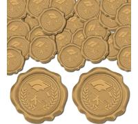 CRASPIRE 100 Uds. Pegatinas de Sello de Cera con Gorro de Graduación Pegatinas Adhesivas Amarillas para Sellar Sobres Pegatinas de Decoración Vintage para la Temporada de Graduación Invitación