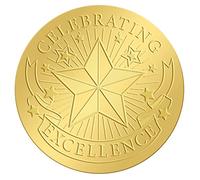 CRASPIRE 100PCS Pegatinas de Lámina de Oro Celebrando la Excelencia Sellos de Certificado En Relieve Pegatinas Autoadhesivas Pegatinas de Decoración de Medallas Certificación Graduación Corporativa