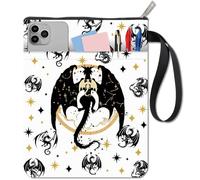 CRASPIRE 11x87 Funda Libro Cremallera Diseño Dragón Oscuro Estrellas Magia Fantasía Libro Bolsillo Lavable Impermeable Bolsa Tela Bolsillo Frontal Amantes los Libros Accesorios Novela Regalo Lectores