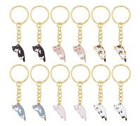 CRASPIRE 12 Llavero de Gato Lindo Kawaii Kitty Esmalte Llavero Animal 6 Estilo Divertido Aleación Llaveros Colgante Encanto Llaveros A Granel para Monedero Coche Bolsa Mochila Decoraciones