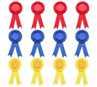 CRASPIRE 12 Unidad Botón Cinta Premio En Blanco 3 Colores Broche Tercer Lugar Cintas Victoria Roseta Gran Premio Manualidades Accesorios Fiestas Celebraciones Competencias Eventos Deportivos Y