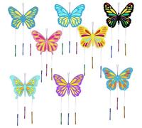 CRASPIRE 16 Paquete de Kits de Carillones de Viento para Hacer Tú Mismo Tu Propio Carillón de Viento de Mariposa para Colorear Manualidad de Madera para Pascua para Manualidades Actividades