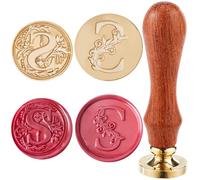 CRASPIRE 2 Estilo Letra S Sello de Cera Iniciales de Cabeza Alfabeto Retro Vintage Juego de Cabezal de Latón Extraíble de 25 mm con 1 Piezas Mango de Sello de Sellado de Madera para Sobres