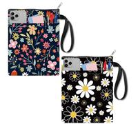 CRASPIRE 2 Funda para Libro con Diseño Floral Y Cremallera Tapa Dura con Diseño de Margaritas Bolsillo Adicional Tapas Blandas Oscuras Impresión A Doble Cara Tela Lavable Protector de Librería