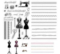 CRASPIRE 2 Hoja de Hilos de Coser Sello de Goma Transparente Ropa Vintage Sellos de Silicona Transparente Sello Retro para Hacer Tarjetas de Diario DIY Álbumes de Recortes Hecho A Mano Álbum
