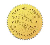 CRASPIRE 2" Pegatinas En Relieve de Lámina Dorada, 100 Unidades, Marca la Diferencia, Sobres de Certificado, Sello Autoadhesivo, Etiquetas Redondas de Borde Dentado para Boda, Medalla