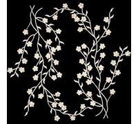 CRASPIRE 2 Pieza de Apliques de Flores de Ciruelo, Parches Bordados Plateados, Apliques de Tela, Adhesivos En Mantas, Parches de Tela, Accesorios de Vestuario para Reparación de Costura,