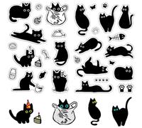 CRASPIRE 2 Sello de Goma Transparente de Gato Negro Reutilizable Lindo Gatito Pata de Gato Dibujos Animados Sellos de Silicona Transparente Vintage para Diario Tarjetas Decoración Bricolaje Álbumes