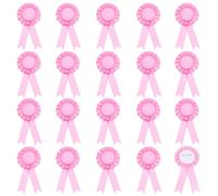 CRASPIRE 20 Cinta Premio En Blanco Cintas Primer Lugar Redondas Y Planas 6.1 x 2.9 Pulgadas Poliéster Rosa Insignia Reconocimiento Victoria Broches Roseta Fiesta Graduación Competición Evento Escolar