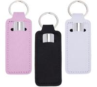 CRASPIRE 3Pcs 3 Estilos Black Chapstick Holder Lip Balm Keychain Pouch Colorido rectángulo neoprenimpreso de Goma Labial Labial Brillo Labial Funda para Mujeres Bolsa de Almacenamiento de Maquillaje