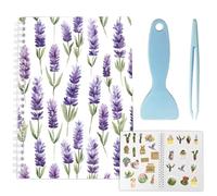 CRASPIRE 40 Hoja Libro Colección Pegatinas Organizador Pegatinas Reutilizable Papel Liberación A5 Impermeable Diseño Floral Morado Soporte Almacenamiento En Blanco Álbum Raspador Pinzas Guardar
