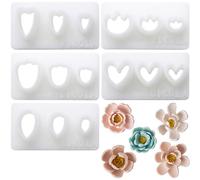 CRASPIRE 5 Forde Pétalos de Flores Cortadores de Arcilla Polimérica Cortador de Arcilla Básico para Kit de Polímero Boho Vintage Floral Patrón de Pendientes Moldes de Prensa para Hacer Joyas
