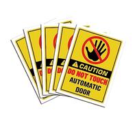 CRASPIRE 5 piezas Pegatinas de Señal de Advertencia "PRECAUCIÓN NO TOCAR PUERTA AUTOMÁTICA" Señal de Seguridad Vinilo PVC Rectángulo Autoadhesivo Impermeable Símbolo Pegatinas Calcomanías