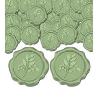 CRASPIRE 50 pegatinas de Sello de Cera de Hojas Pegatinas de Decoración Verdes Pegatinas Adhesivas de Sellado de Sobres para Invitaciones de Boda Decoración de Sobres Fiesta de Cumpleaños Manualidades