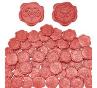 CRASPIRE 50 Pieza 2 Estilos Pegatinas de Sello de Cera de Corazón Pegatinas de Decoración de Color Rojo Rosa Pegatinas Adhesivas de Sellado de Sobres para Invitación de Boda Decoración de Sobres