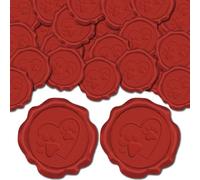 CRASPIRE 50 Uds. Pegatinas Adhesivas con Estampado de Huellas para Sellar Sobres, Pegatinas con Sello de Cera de Corazón Rojo, Pegatinas Decorativas para Invitaciones de Boda, Decoración de Sobres